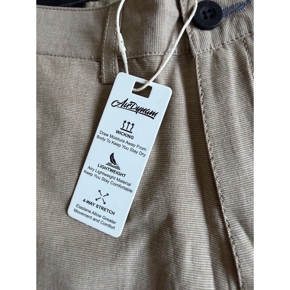 Mens Khaki Performance Shorts Stretch Wicking Size 30 Tan Golf Hiking AirDynamo - Picture 3 of 8